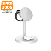 SDL Wholesale15W Chargeur sans fil rapide 3-en-1, station de charge magnétique avec support pour téléphone portable, montre et écouteurs