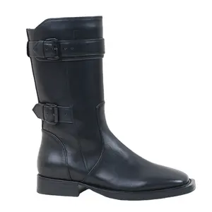 Tendência queda mulher botas martens calcanhar grosso inverno única fivela zipper ankle boots de couro para boot fabricante sapato mulheres