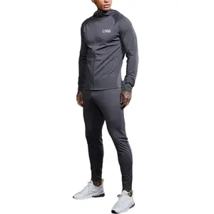 OEM Custom Slim Fit Sportswear Training Full Zip Up Hoodie And Jogger 2 Pieces Set Track Suit Tracksuit Sweatsuit For Men