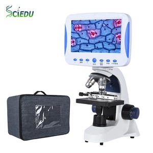 SCIEDU 7 pouces LCD <span class=keywords><strong>TV</strong></span> Version <span class=keywords><strong>Microscope</strong></span> oculaire caméra 2000X Coaxial réglage fin caméra biologique <span class=keywords><strong>Microscope</strong></span> composé numérique - Product Image 1