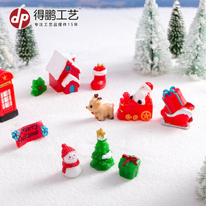Juego de Adornos Navideños en Miniatura de Resina con Santa Claus, Muñeco de Nieve, Casa de Árbol y Regalos, Decoraciones para Interiores - Product Image 3