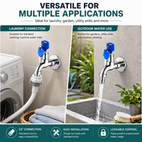 Robinet Verrouillable 1/2 Pouce Extérieur Antivol avec Clé pour Lave-linge, Jardin, Serpillière, Évier