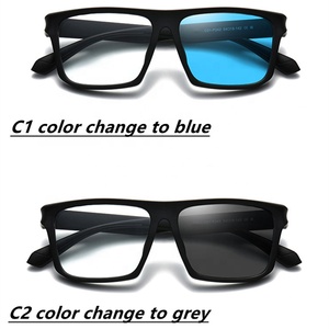 <span class=keywords><strong>Gafas</strong></span> de Lectura Bifocales Progresivas TR90 Fotocromáticas que Cambian de Color a Azul Gris, Montura Cuadrada Gruesa Negra, Lentes Fotogris - Product Image 4