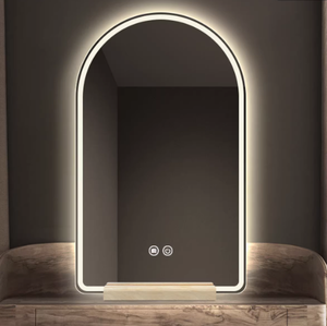 Espejo de Baño Decorativo Asimétrico con Retroiluminación LED Inteligente, Antivaho, de Tamaño Personalizado, Estilo Art Deco, de Lujo, <span class=keywords><strong>ECOLIVING</strong></span>, Venta al Por Mayor - Product Image 5