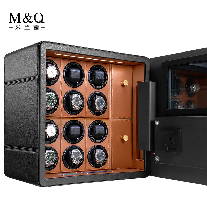Luxury Leather Gyroscope 12Slots Automatic Watch Winder Safe Jimbo Dukwin Modern Watch Roll Travel Case Crazy Horse Leather