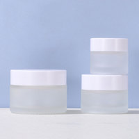 Pot en verre cosmétique vide transparent dépoli avec couvercle en plastique blanc, disponible en 5g, 10g, 15g, 20g, 30g, 50g, 100g, 30ml - Prix de gros