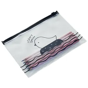 自定义标志小透明 PVC 自封袋塑料袋个人化妆刷和铅笔