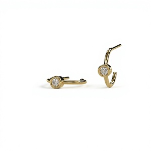 Pendientes de Aro Minimalistas Chapados en Oro de 18K y 14K con Diamantes Cultivados en Laboratorio de Corte Brillante Redondo, Pendientes para Uso Diario de Mujer - Product Image 1