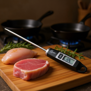 SUNARTIS เครื่องวัดอุณหภูมิเนื้อแบบดิจิตอล ความยาวหัววัด 20x2 ซม. เครื่องตรวจสอบความปลอดภัยของอาหารสำหรับการทำอาหาร - Product Image 3