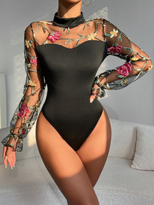 Nuevo Body de Encaje Transparente de Manga Larga para Mujer, <span class=keywords><strong>Elegante</strong></span> y Chic, Mono Casual de Otoño, <span class=keywords><strong>Ropa</strong></span> <span class=keywords><strong>Juvenil</strong></span> para Mujer, Ajustado, de Una Pieza - Product Image 4