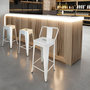 <span class=keywords><strong>Taburetes</strong></span> de Bar Modernos <span class=keywords><strong>con</strong></span> Estructura de Hierro y Cojín de Madera de Olmo, <span class=keywords><strong>Respaldo</strong></span> Medio, Sillas Altas Negras para Sala de Estar o Taller - Product Image 4