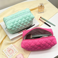 Pochette de maquillage matelassée en microfibre, trousse de toilette zippée, organiseur de beauté, trousse de voyage