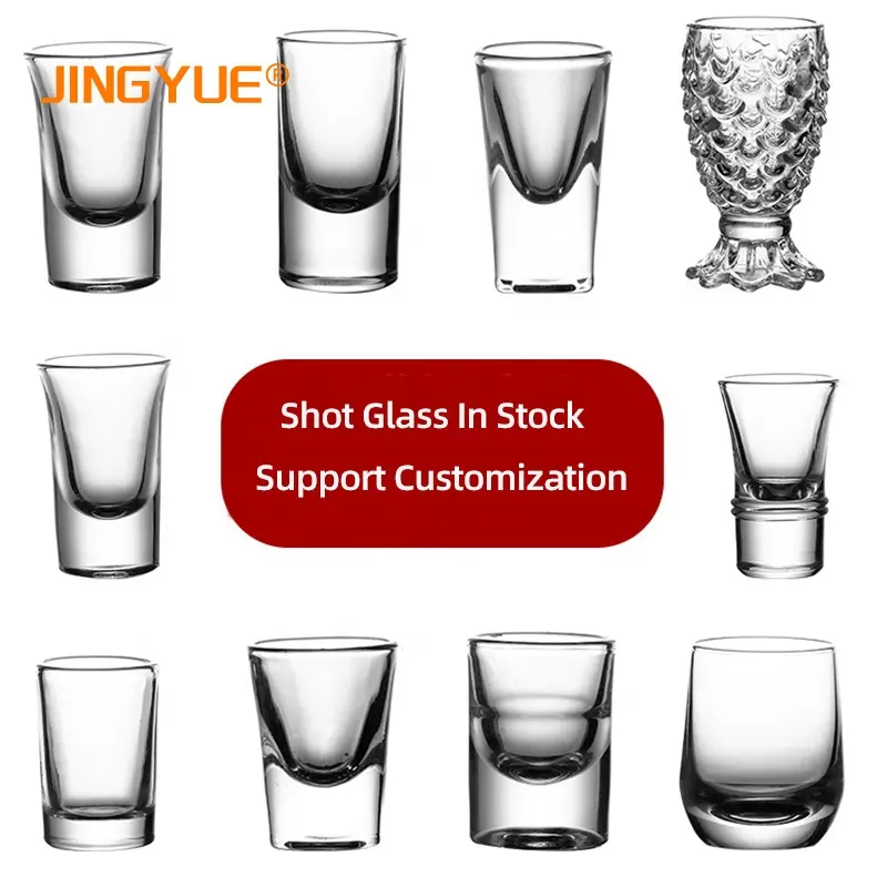 Wholesale Bar Use Thick Base Cheap Different Size Custom Logo Clear Glass Blank Shot Glasses for Wedding Birthday Party