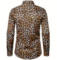 Nouveau Hommes Club Imprimé Léopard Haute Qualité À Manches Longues Social Homme Casual Party Chemise Homme Chemise