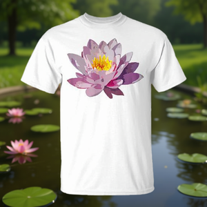 T-shirt élégant et promotionnel pour femme, motif fleur de lys rose, jardinier, yoga, lotus, design yogini - Product Image 3