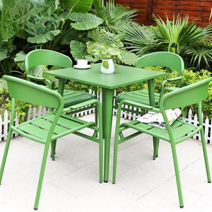 Mesa y Sillas de Aluminio para Exteriores, Estilo Nórdico, para Patio, Jardín, Cafetería al Aire Libre, Minimalistas, Impermeables y Resistentes al Sol - Product Image 2