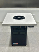 Table de barbecue coréen sans fumée avec plateau en marbre et purification d'air autonettoyante, sans conduit d'évacuation requis, usage commercial