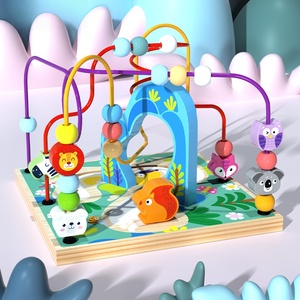 Cubo di Attività Montessori in Legno con Animali, Scrigno del Tesoro e Gioco del Labirinto di Perline |   Giocattolo educativo per abbinare le forme per bambini di 2-4 anni |   Unisex - Product Image 2