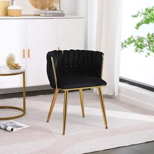 Fabrieksverkoop Moderne Fluwelen Stof Metalen Poten Verchroomd Goud Kleur Eetkamerstoel Dinning Stoelen Elegante Dine Stoel