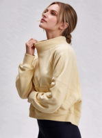 Sweat-shirt oversize pour femme à col montant, imprimé 3D en relief, en molleton de coton, pull décontracté pour l'automne
