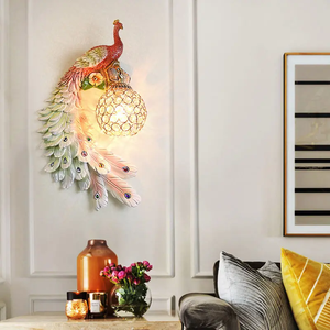 Modern Nordic Home Decorative Living Room Bedroom Wall Mount <strong>Peacock</strong> <strong>Lights</strong> Indoor Crystal Led Wall Lamp - Product Image 4
