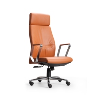 Chaise de bureau exécutive ergonomique moderne à dossier haut pivotant, revêtement en cuir PU, base en aluminium, hauteur réglable pour la maison et le bureau