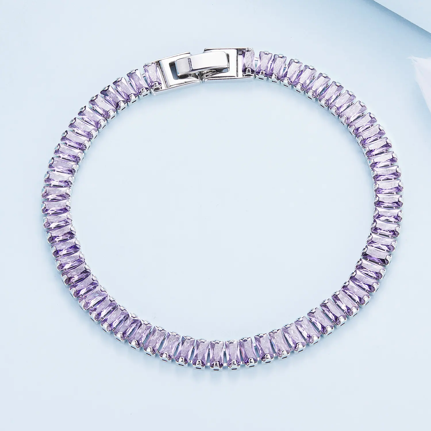 Fashion Jewelry Bracelet Copper Tennis Bracelet Gold Purple Cubic Zirconia Zircon CZ Bling Bracelet
