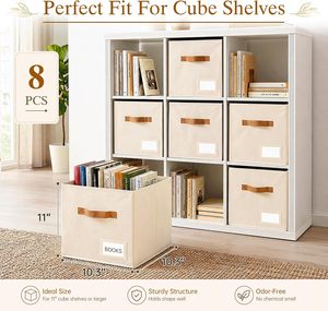 Foldable Fabric <b>Storage</b> Cubes with Handles Cube Bins for Closet Organization Organizer Bins with Labels - Product Image 5