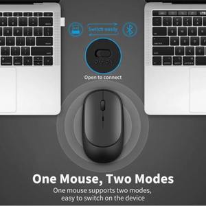 Souris optique sans fil silencieuse portable à double mode Bluetooth avec récepteur USB, fabriquée en Chine - Product Image 3