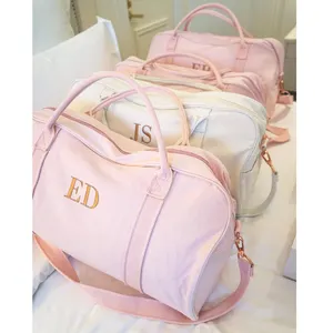 Pink Bridesmaid Large Duffel Bag Canvas Sports Gym Bag Travel Duffle Bag for Women