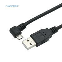 Câble de charge et de données Micro USB mâle vers USB A mâle à angle droit (90 degrés) OEM, 25 cm, 50 cm, 1 m, 1,5 m