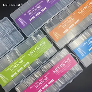 240pcs/box Private Label 3XL Coffin No C Carver Nail Tips Full Cover False Square Nail ABS Clear Stiletto Nail Tips