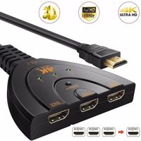 Nuevo Conmutador HDMI Pigtail 4K 3X1 JustLink, Cable Conmutador HDMI, Cable de Alimentación USB, Compatible con 3 Entradas y 1 Salida, Hub HDMI con Conmutación Automática