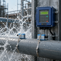 Medidor de Flujo Ultrasónico Digital Yheng TUF-2000B, Medidor de Agua Líquida Montado en Pared, Medidor de Aceite a Temperatura Normal, Tipo Abrazadera