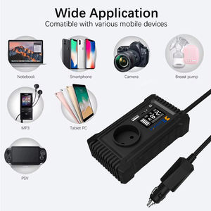 Prises européennes UE Ports Usb <span class=keywords><strong>12V</strong></span> <span class=keywords><strong>220V</strong></span> <span class=keywords><strong>Convertisseur</strong></span> de puissance GaN PD Chargeur rapide Onduleur de voiture à onde sinusoïdale pure <span class=keywords><strong>150W</strong></span> - Product Image 5