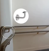Accroche-main en acier inoxydable SS304 finition noire, fixation plate, design moderne pour balcon extérieur, réglable pour balustrade en verre et escalier