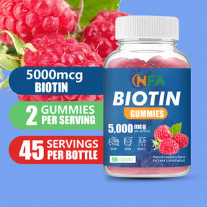 OEM/ODM Bonbons gommeux à la biotine Saveur de framboise Bonbons gommes à la biotine 5000mcg Promouvoir la production d'énergie 90 bonbons - Product Image 3