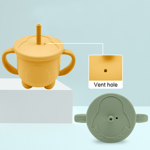Vasos de Silicona de Grado Alimenticio Personalizados para Bebés con Asas, Libres de BPA, Antiderrames, Vaso de Entrenamiento para Niños con Tapas y Pajita - Product Image 3
