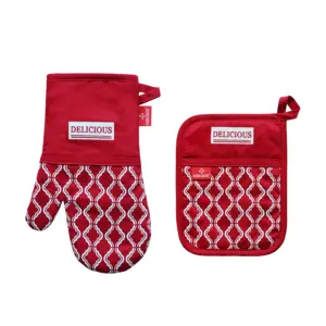 2Pcs Kitchen Cooking Microwave Pocket Pot Holder Heat Resistant Gloves Baking BBQ Oven Mitts