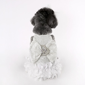 Maltés Yorkshire Terrier Super pequeño vestido de tirantes con lentejuelas blancas - Product Image 3