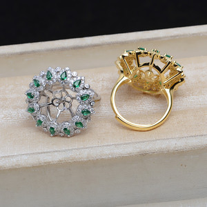 Support de bague ouvert en argent S925, accessoires DIY faits main avec plume amovible, support de perle 12-13 mm JG5329, fournitures de perlage - Product Image 3