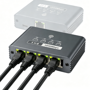 Répartiteur Ethernet Gigabit 1 entrée 4 sorties, Commutateurs réseau, Diviseur de port LAN RJ45 1000 Mbps pour équipements de bureau à domicile et ordinateurs de bureau, En stock - Product Image 2