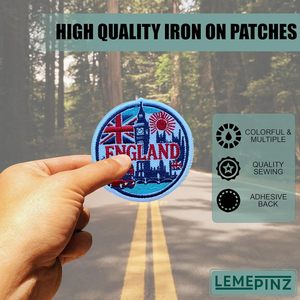 England Big Ben Flag Embroidery Patch 3 Inches Iron On Sew On Travel <b>Applique</b> Patch Fabric Nonwoven Felt - Product Image 5