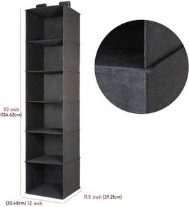 Organisateur de rangement suspendu noir 53 pouces à 6 niveaux en feutre non tissé, étagère gain de place pour placard, à suspendre derrière une porte ou sur un mur - Product Image 1