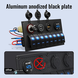 Panneau d'interrupteurs à bascule pour bateaux personnalisé en aluminium Panneau d'interrupteurs à DEL 8 groupes avec <span class=keywords><strong>2</strong></span> prises allume-cigare et <span class=keywords><strong>2</strong></span> ports USB - Product Image 3
