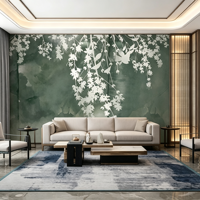 Papier peint floral vert personnalisé, nouveau style chinois, fond mural, texture aquarelle, salon, hôtel, appartement