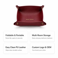 Plateau de rangement pliable en cuir PU Dice Roll pour clés, téléphone, bijoux, portefeuille, vente en gros, logo personnalisé