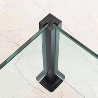 Système de garde-corps en verre en acier inoxydable noir avec connecteur rotatif Colonne de clôture coupe-vent pour balcon extérieur