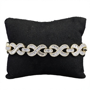 New Adorable Brilliant Baguette Lab Grown VVS Clarity 12tcw IGI Certified Diamonds Fully Iced Hip Hop <b>Bracelets</b> 10K Yellow Gold - Product Image 1