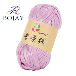 Bojay New Fancy Metallic 100% Polyester T Shirt Yarn 100g Crochet Ball Yarn, 11 colors in stock T shirt yarn